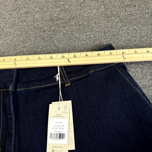 Boden Cropped Jeans Women 16 Blue Denim Pockets High Rise Wide Leg Dark Wash NWT - Picture 11 of 11